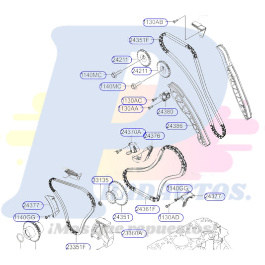 KIT DISTRIBUCION CADENA KIA SORENTO 2.5 DIESEL